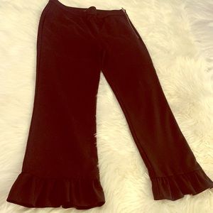 Zara Woman Black Crop Ruffle Pants